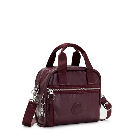 Kipling Hadya Metallic Shoulder Bags Burgundy Lacquer Metallic | CA 1415DF